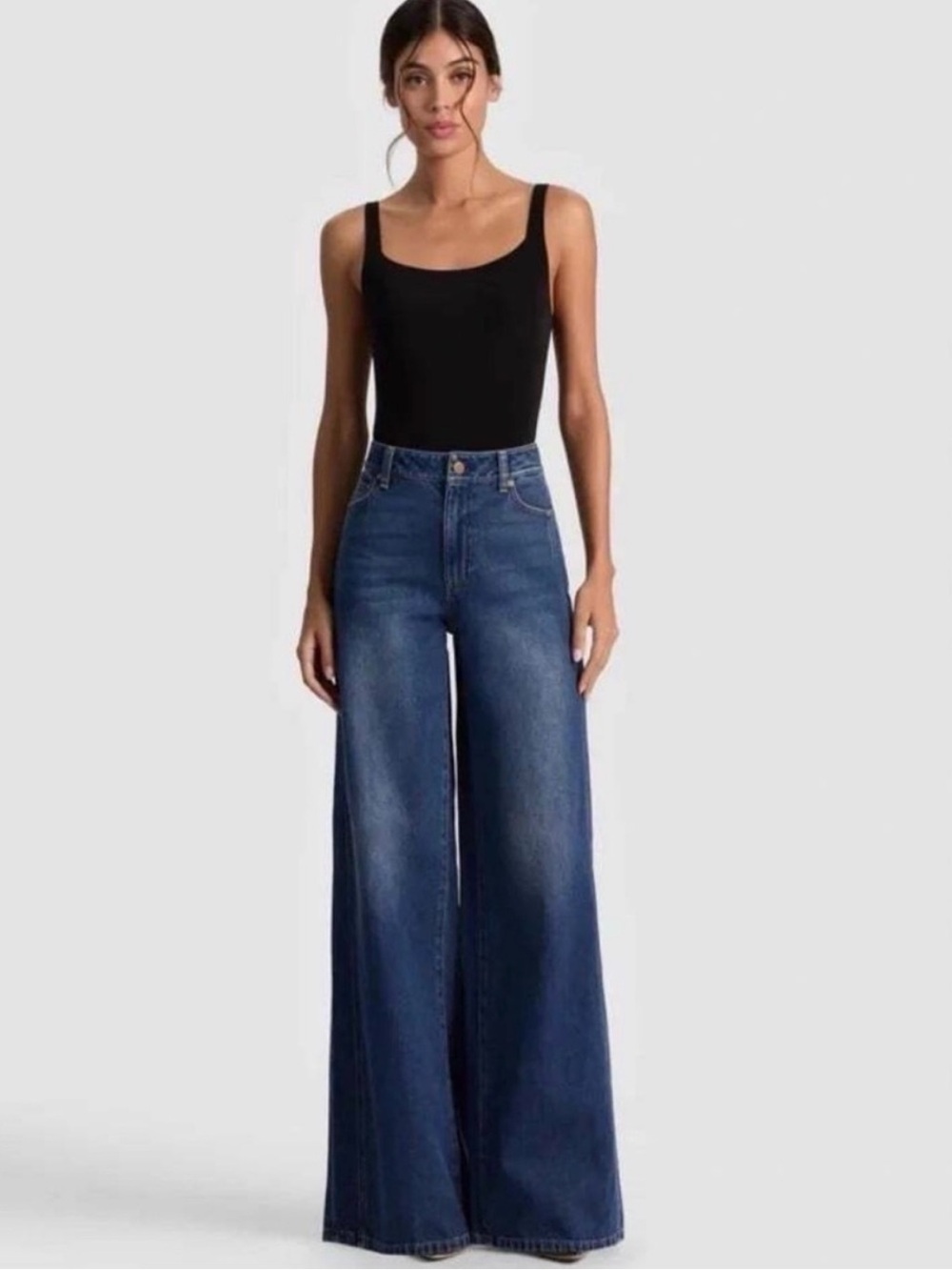Alice + Olivia Cool Jean, Danica Dark Indigo High-Rise Wide-Leg Jeans in Size 25